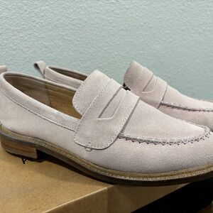 Kelsi Dagger Suede Penny Loafers in Blush Pink